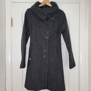 Soia & Kyo Wool Dressy Womens Coat‎ Houndstooth Asymmetric Button Up Size XXS